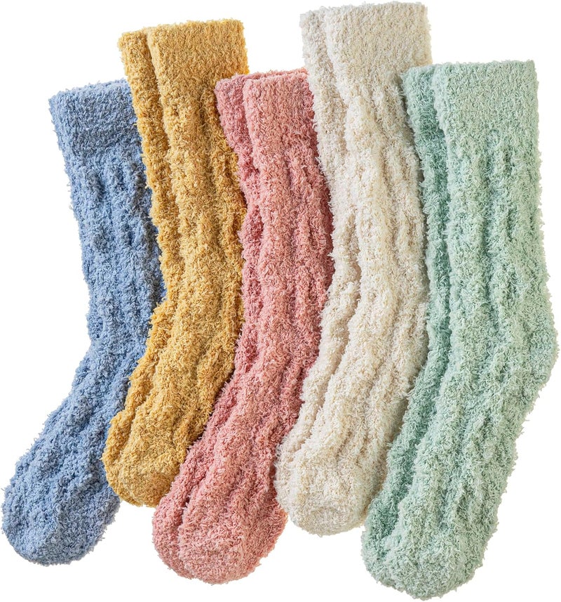AMENLAN Store Women Fuzzy Slipper Socks Winter Microfiber Soft Cozy Plush Fluffy Socks Warm Comfy Thermal Home Sleeping Socks - Image 1